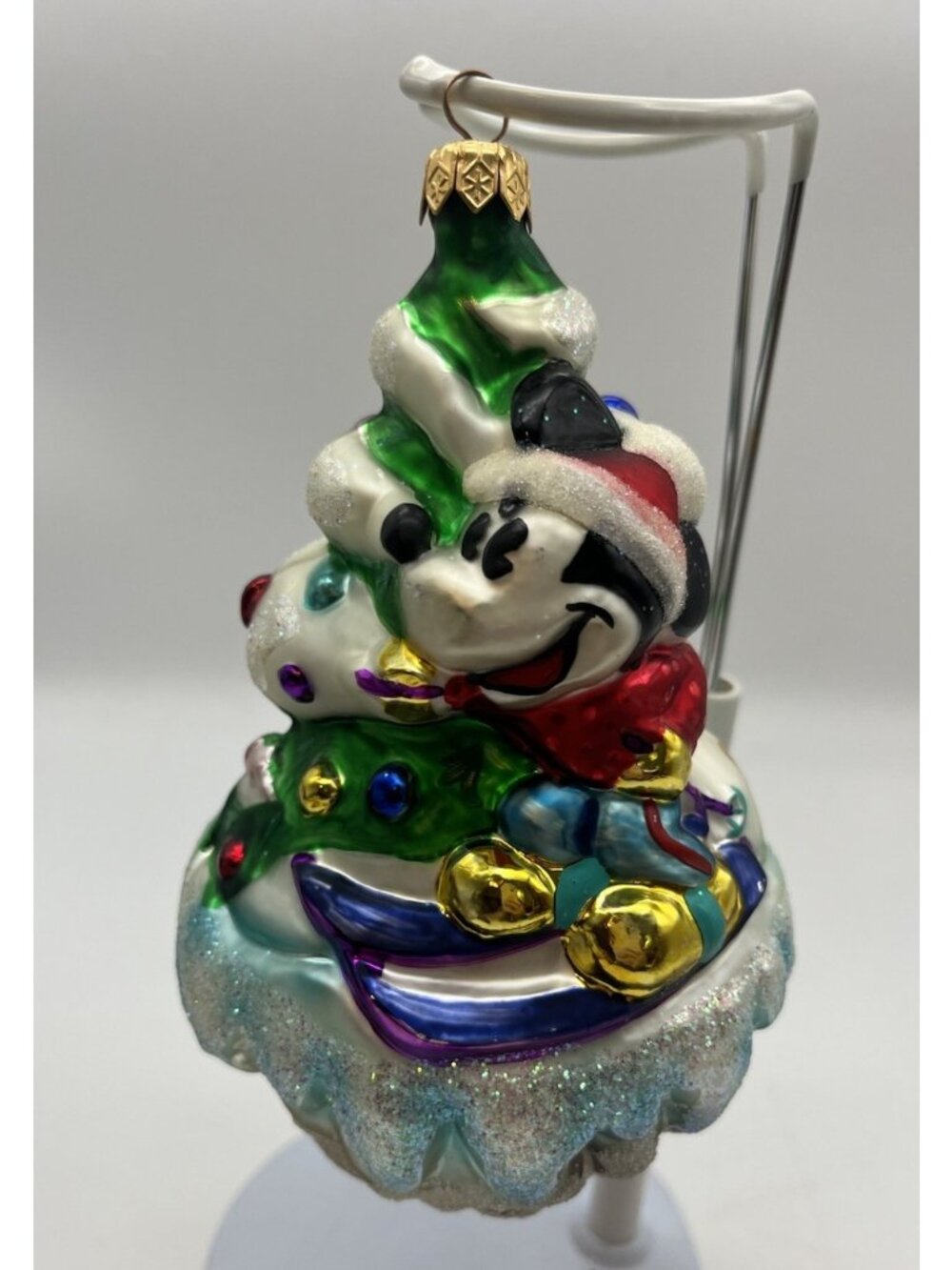 Christopher Radko x Disney Downhill Mickey Glass Christmas Holiday Ornament